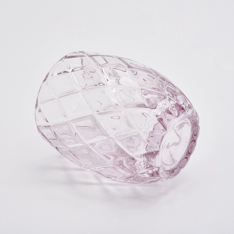 200ml pink diamond effect cylinder  glass candle jar for wedding