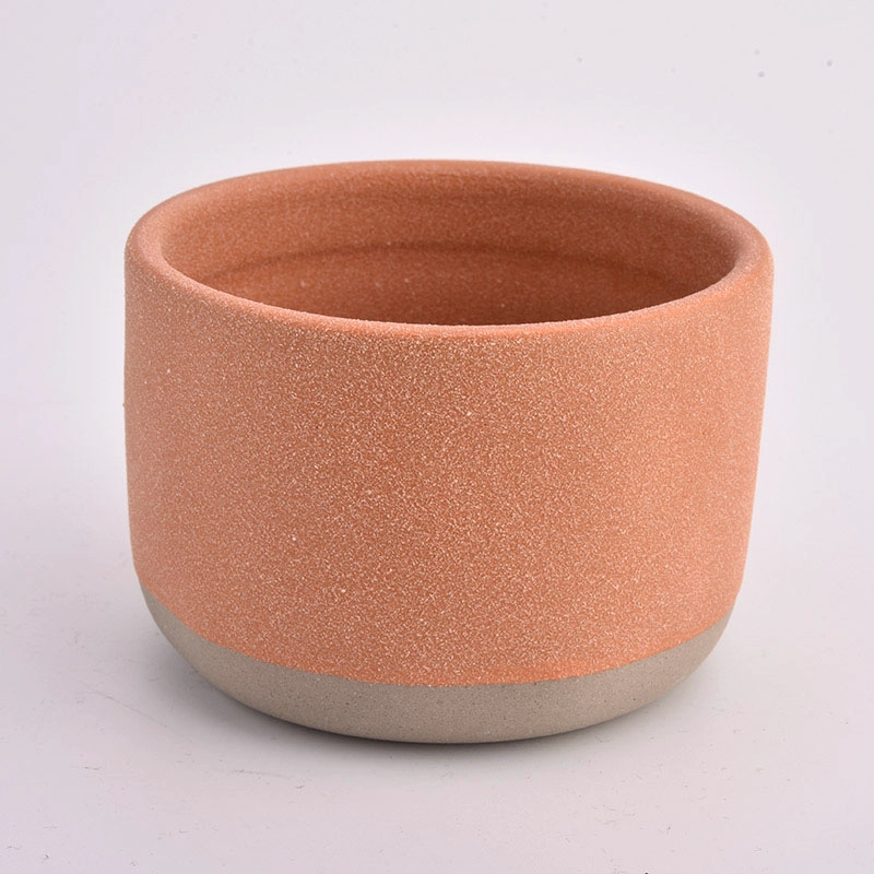Popular 14oz ceramic candle jars with sandy surface