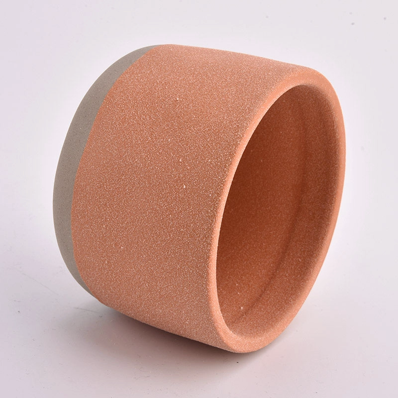 Popular 14oz ceramic candle jars with sandy surface