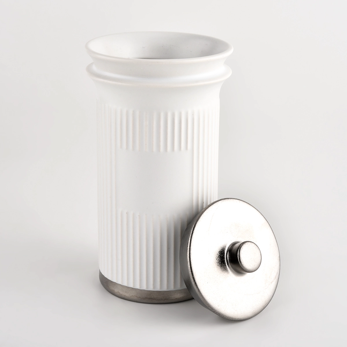 Custom tall white ceramic jars for candle filling with lids Custom tall white ceramic jars for candle filling with lids