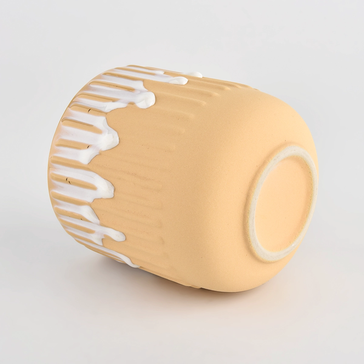 Strip ceramic candle jar with lids for candle jars