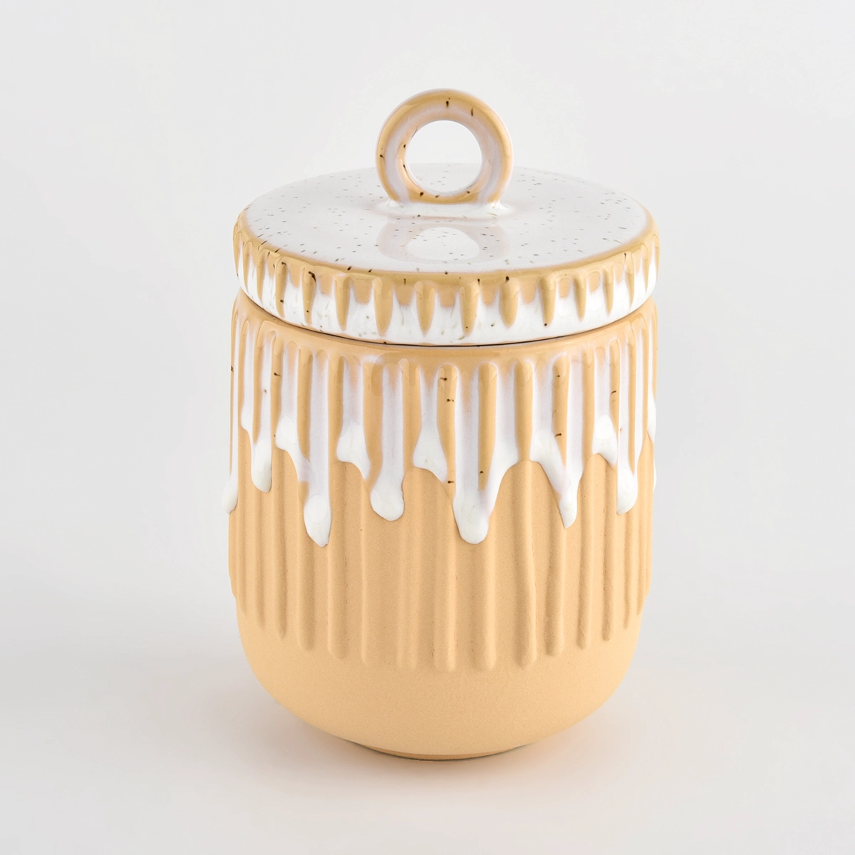 Strip ceramic candle jar with lids for candle jars