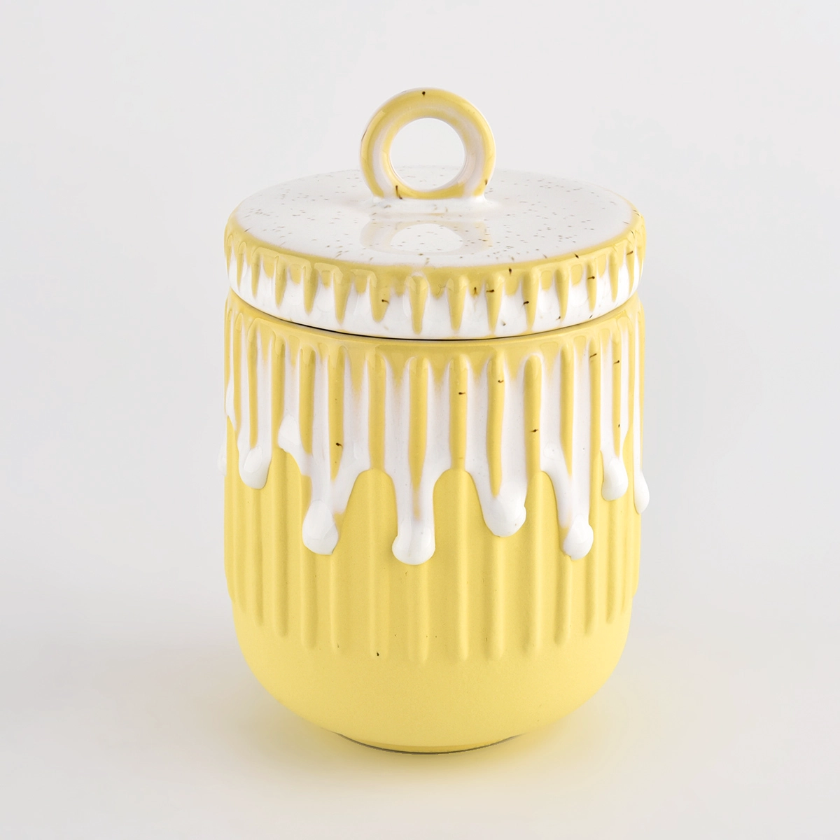 Strip ceramic candle jar with lids for candle jars