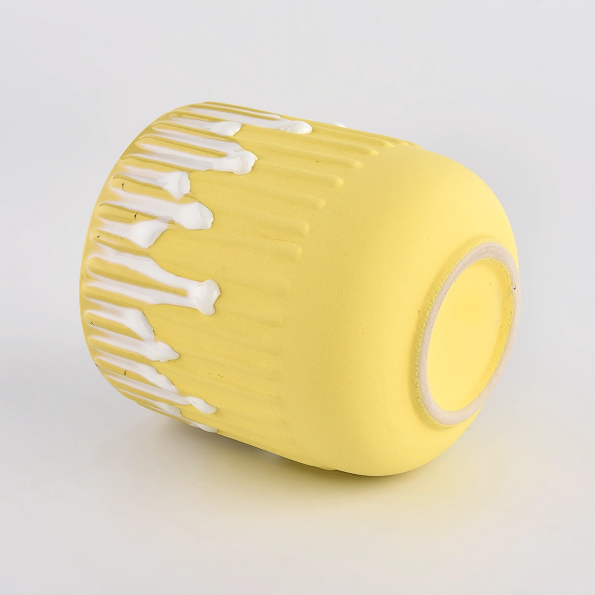 Strip ceramic candle jar with lids for candle jars