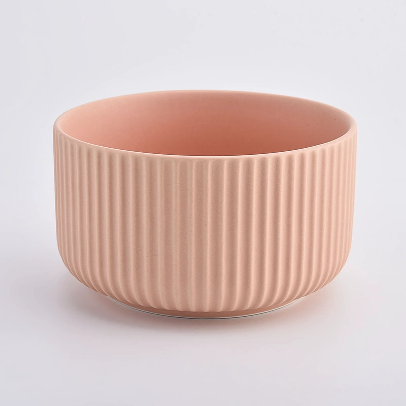 Wholesale Fancy Ceramic Candle Container Stripe Empty Candle Jar