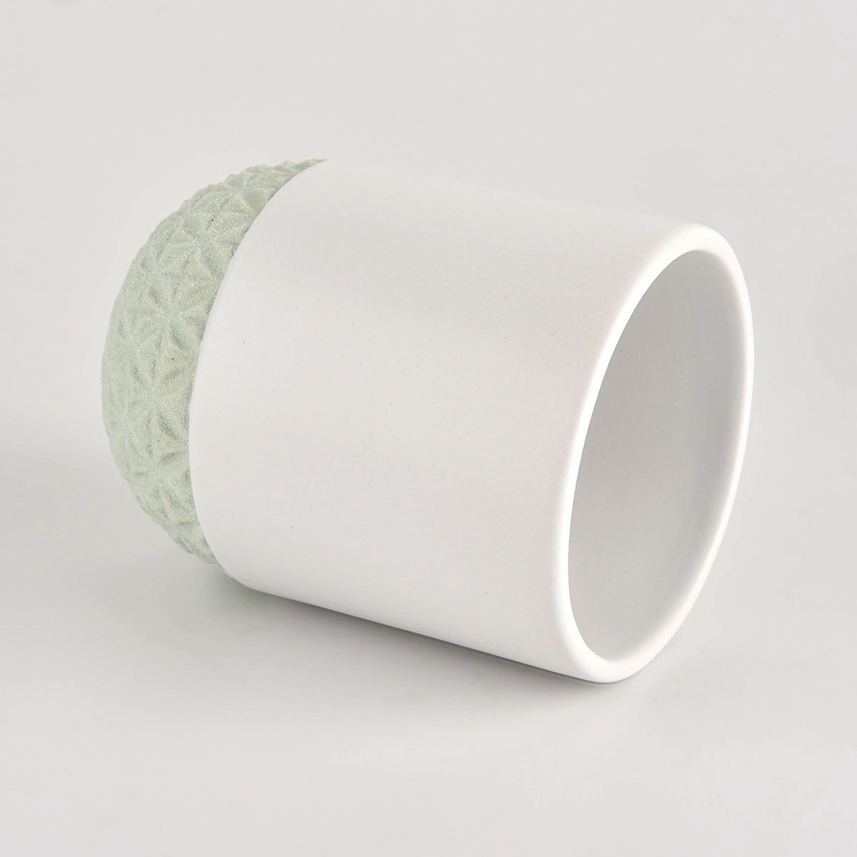 Sandy sureface ceramic candle jar with lids from Sunny Glassware