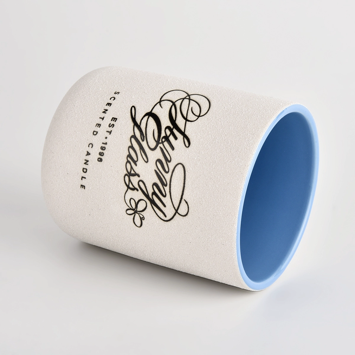 OEM/ODM sandy surface ceramic candle jars with brand name 