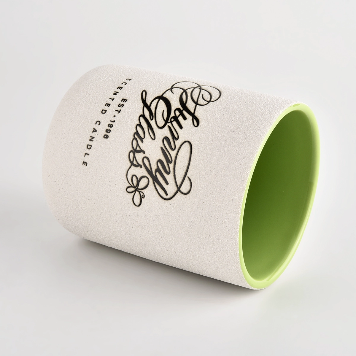 OEM/ODM sandy surface ceramic candle jars with brand name 