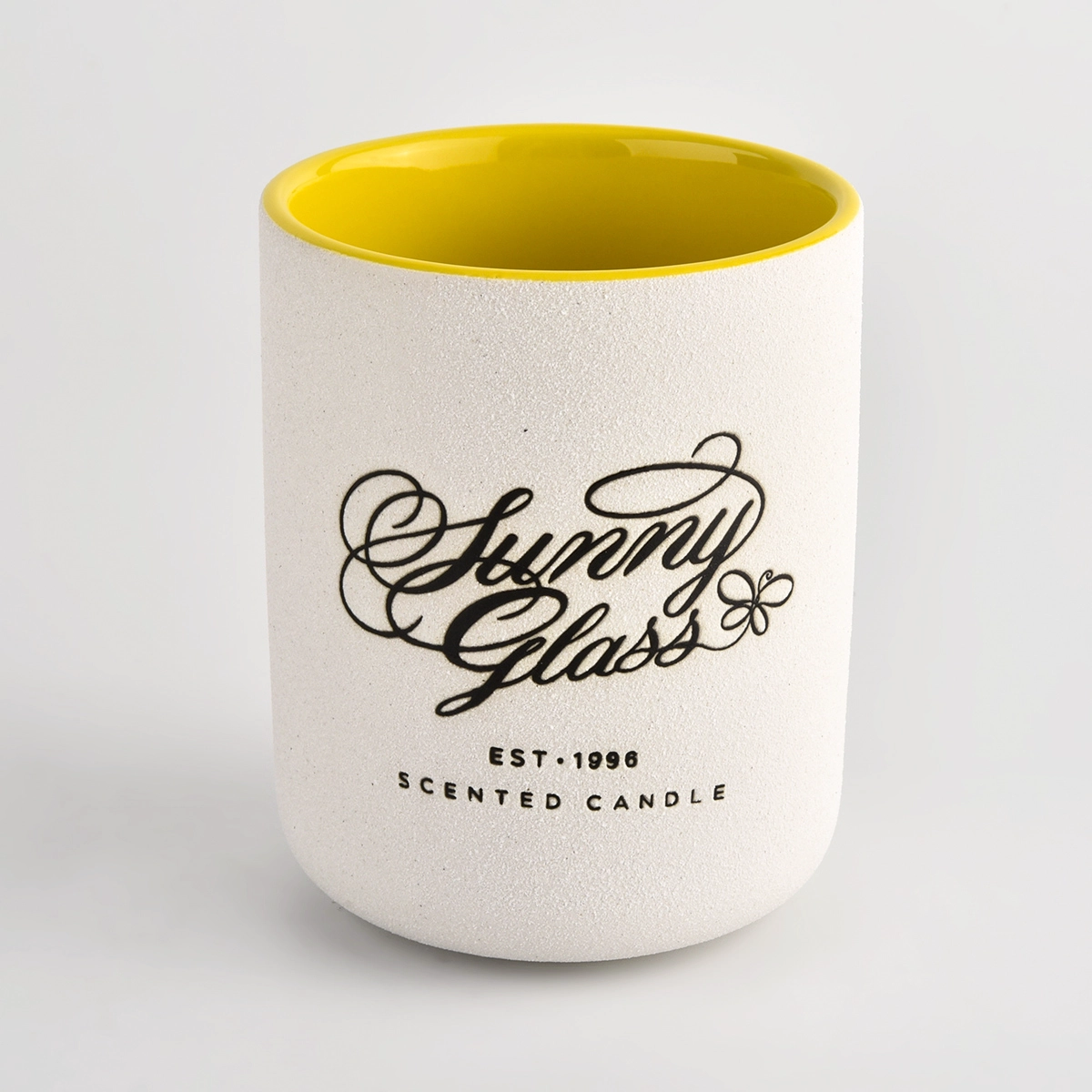 OEM/ODM sandy surface ceramic candle jars with brand name 