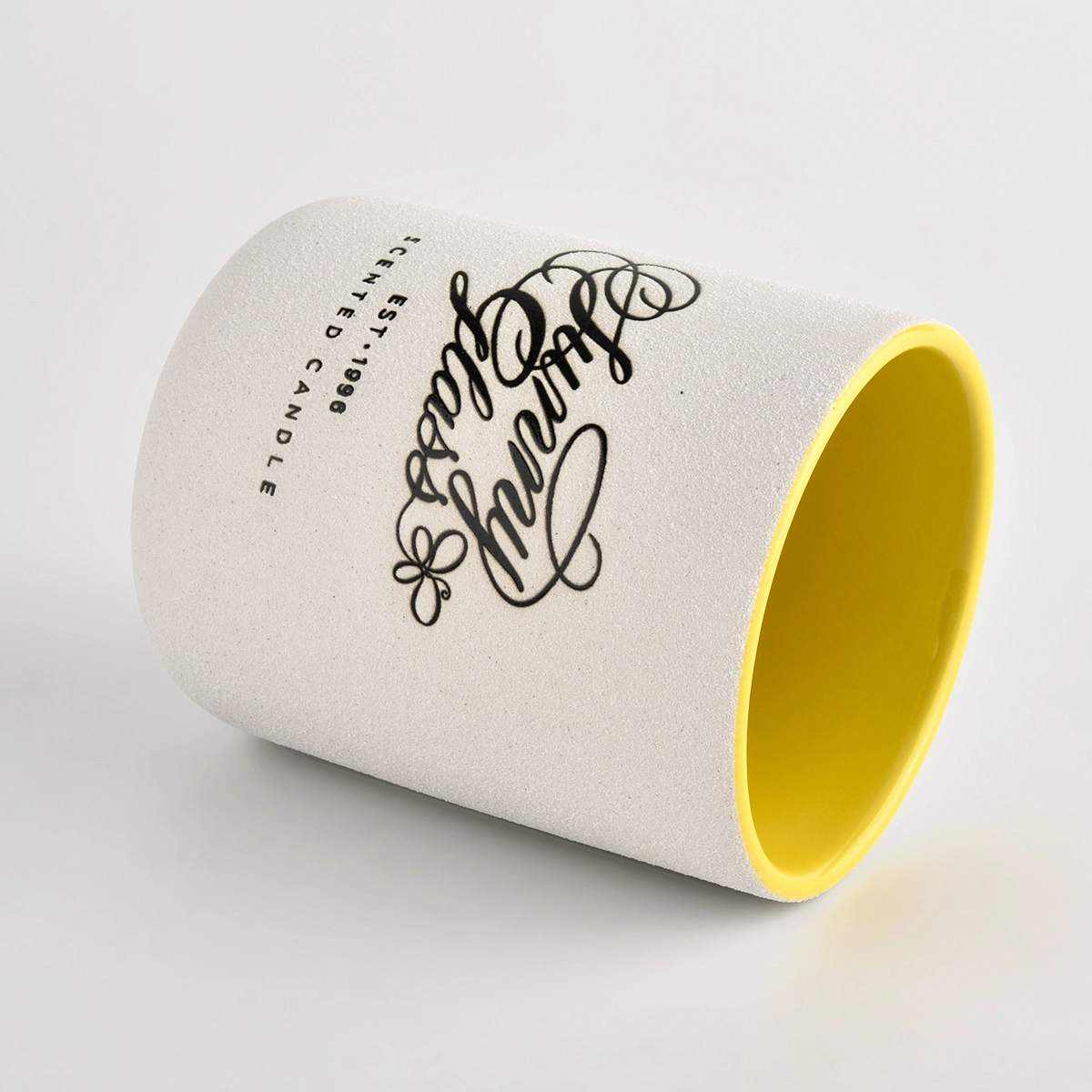 OEM/ODM sandy surface ceramic candle jars with brand name 
