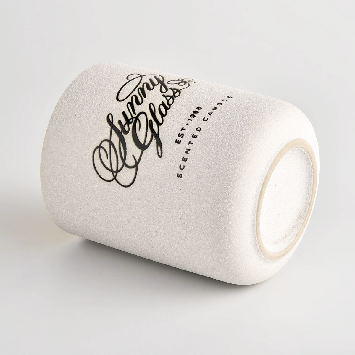 OEM/ODM sandy surface ceramic candle jars with brand name 