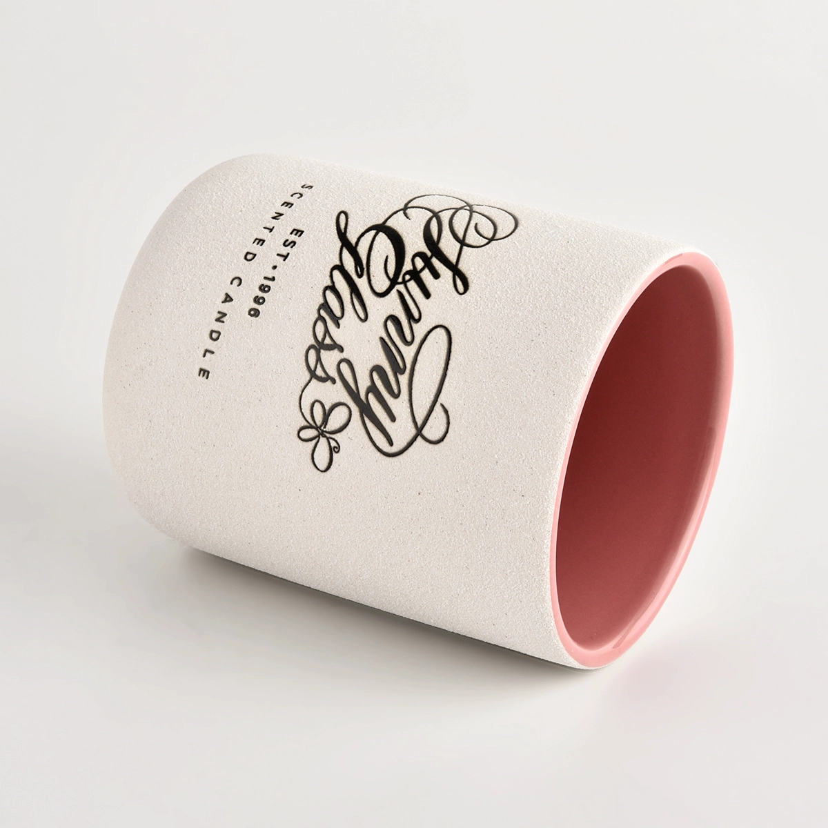 OEM/ODM sandy surface ceramic candle jars with brand name 