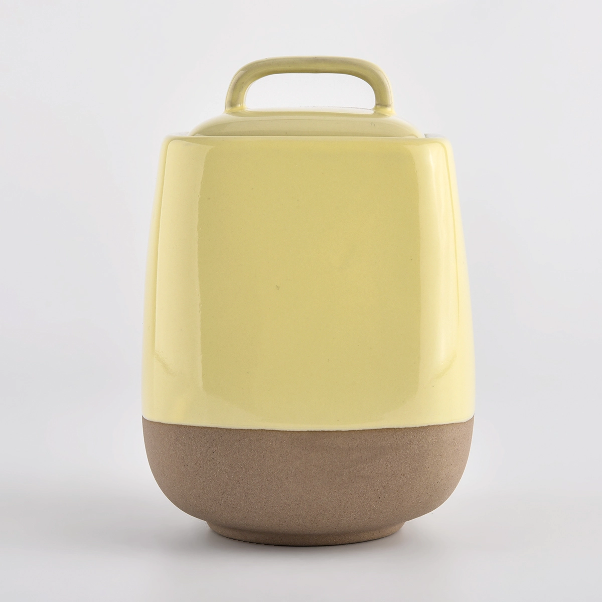 ceramic candle containers with lids and glazing color 