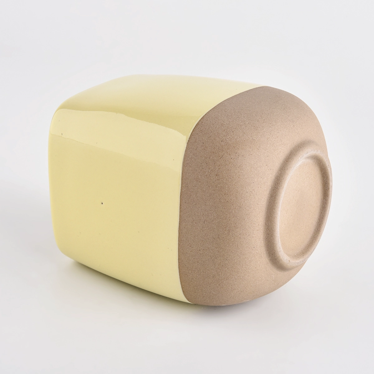 ceramic candle containers with lids and glazing color 