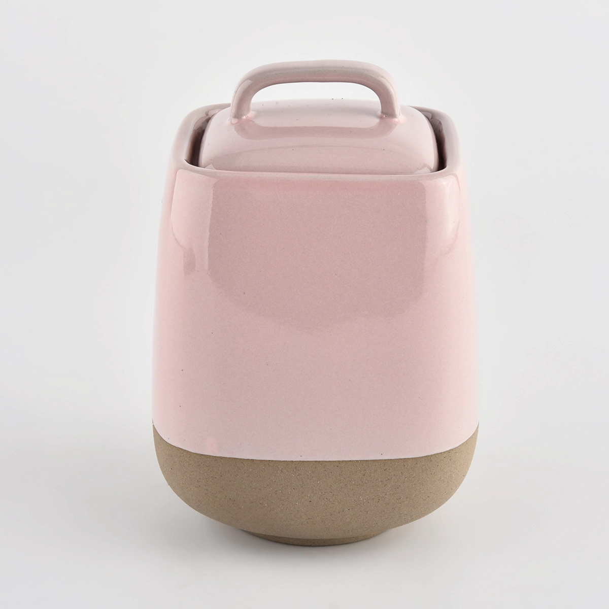 ceramic candle containers with lids and glazing color 