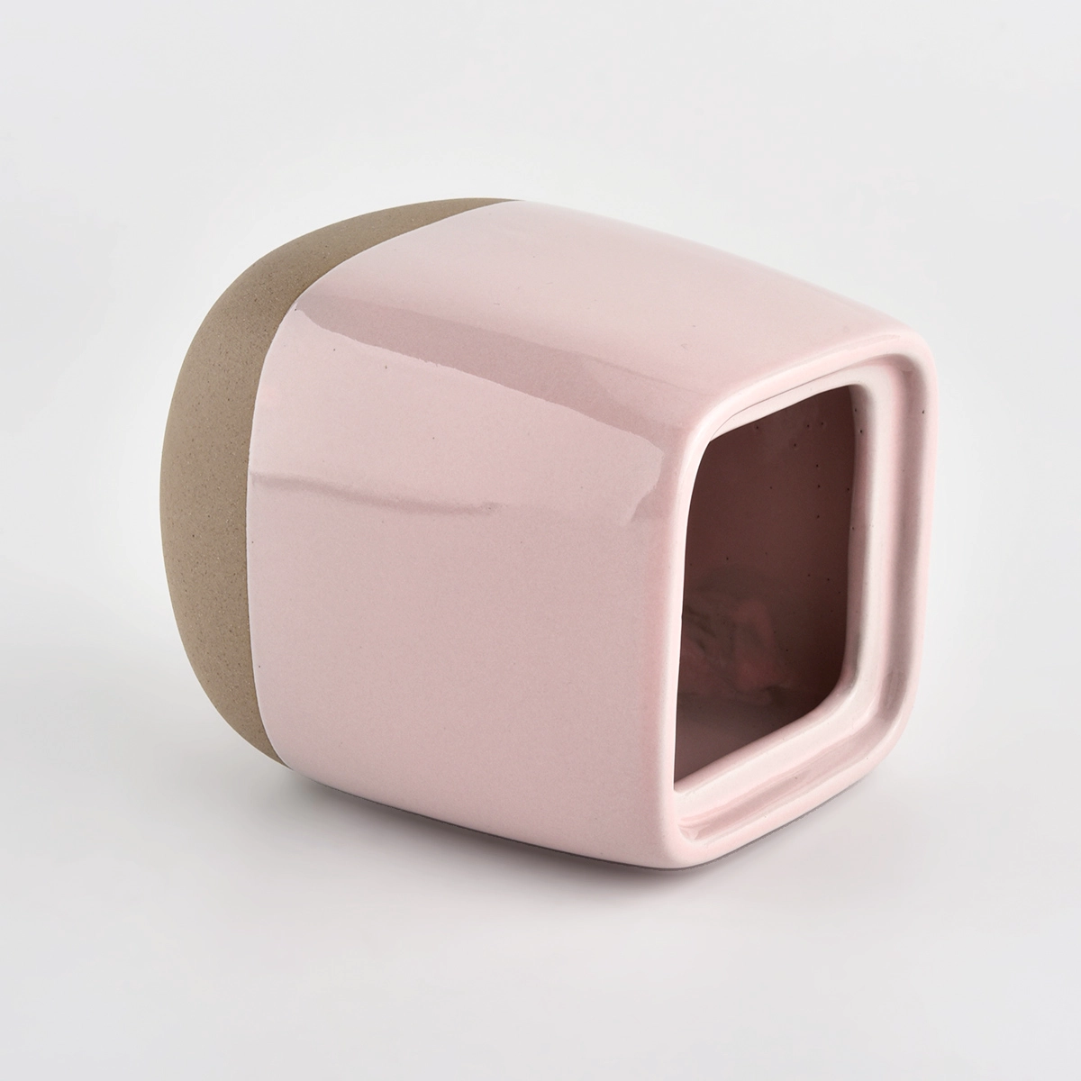 ceramic candle containers with lids and glazing color 