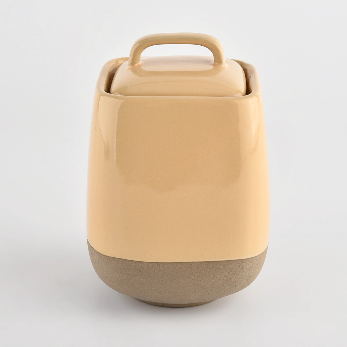 ceramic candle containers with lids and glazing color 