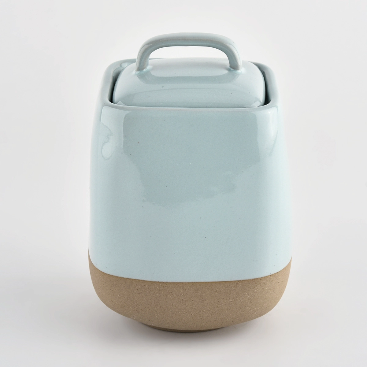 ceramic candle containers with lids and glazing color 
