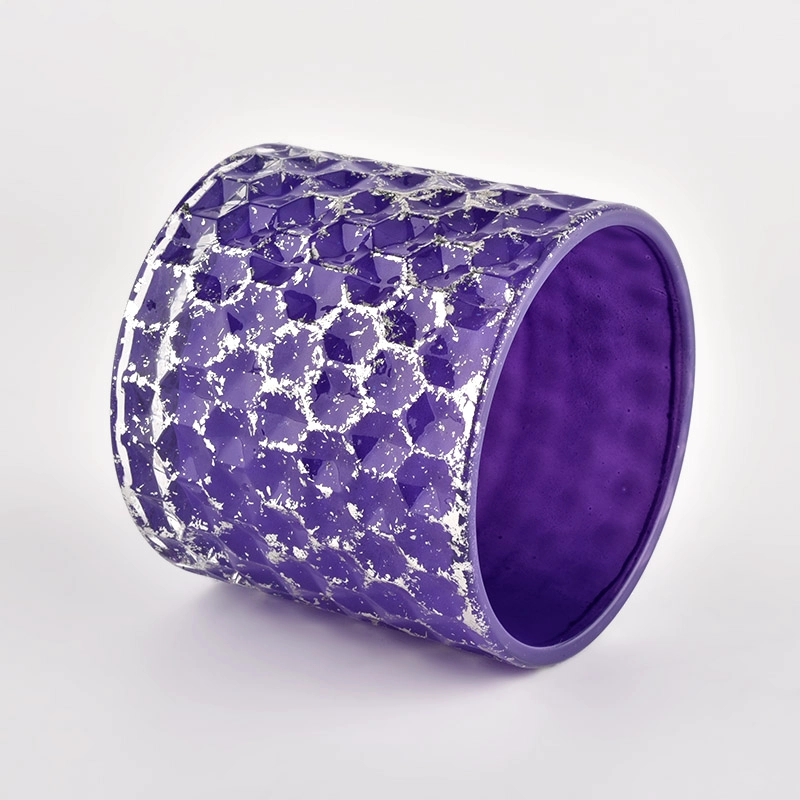 Wholesale 440ml purple with shinning effect glass jar with lids for wedding Wholesale 440ml purple with shinning effect glass jar with lids for wedding