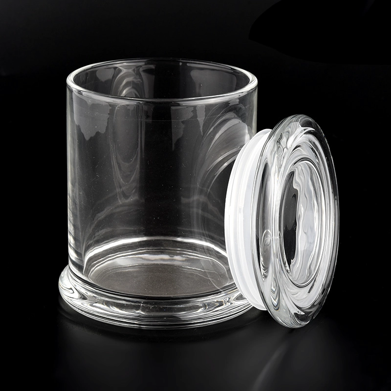 8 oz. Glass Jars, Clear Glass Candle Jars w/ Glass Flat Pressed Lids 