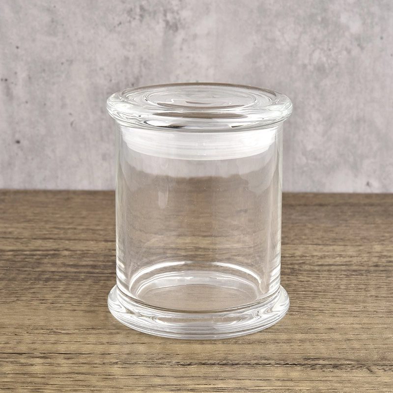 8 oz. Glass Jars, Clear Glass Candle Jars w/ Glass Flat Pressed Lids 