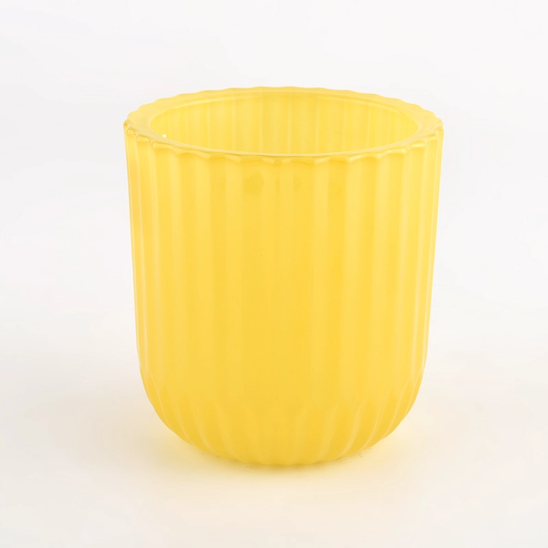 Unique shape glass candle holder with strip patterns