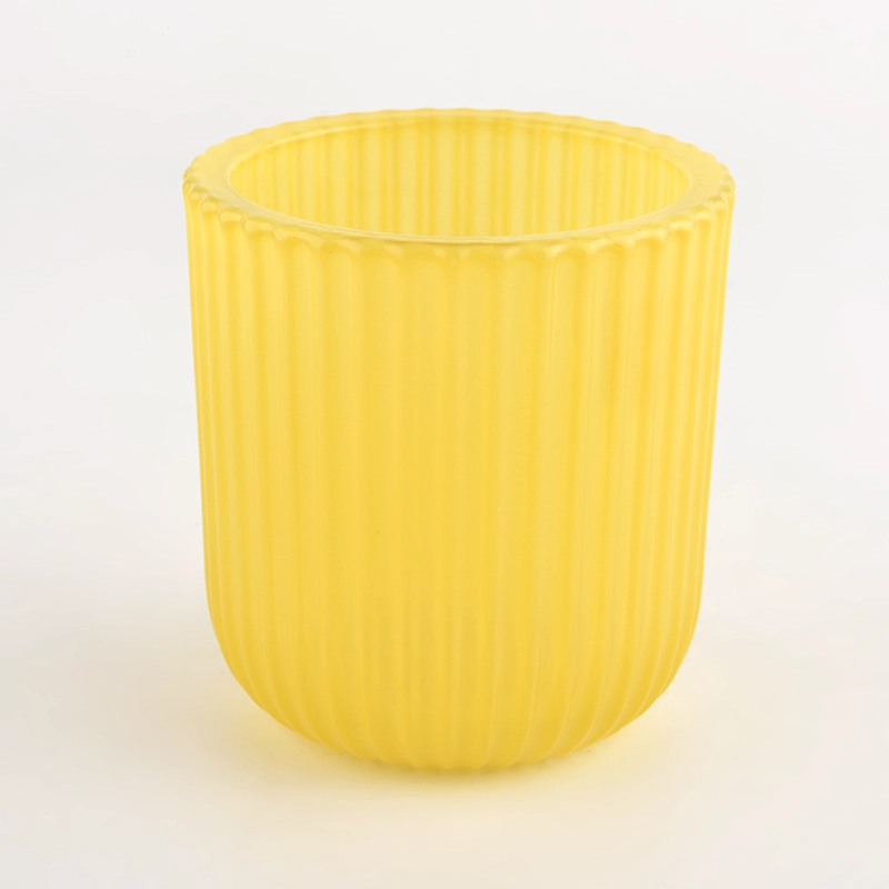 2022 new design strip patterns glass candle jars for wholesle