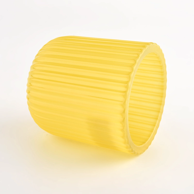 2022 new design strip patterns glass candle jars for wholesle