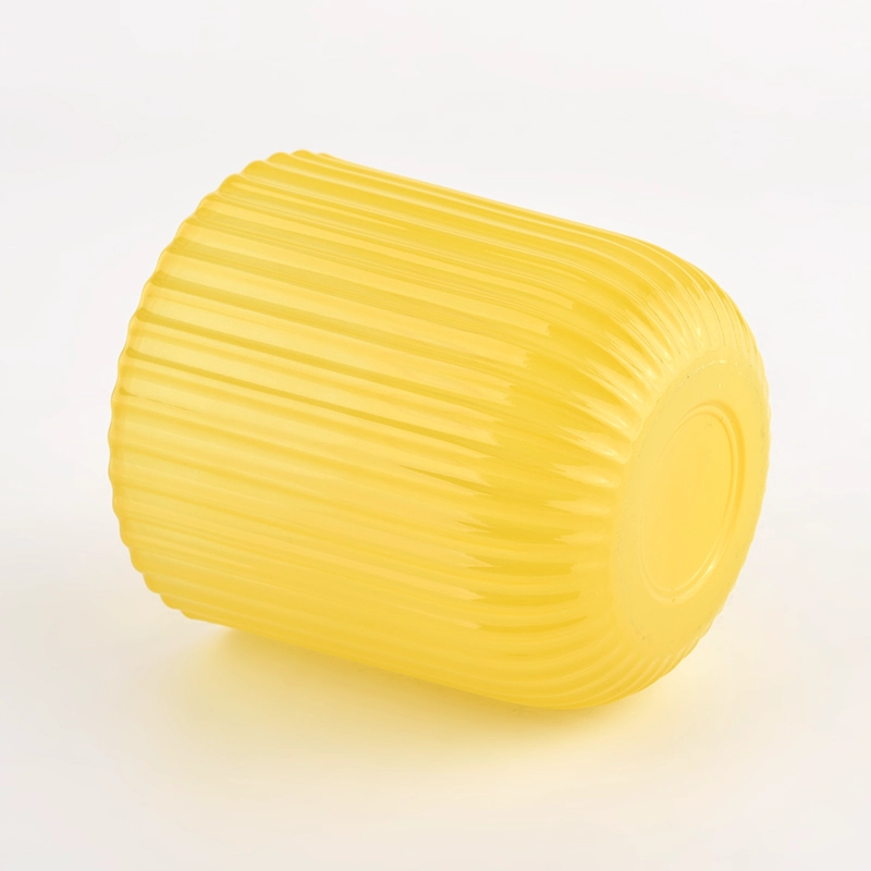2022 new design strip patterns glass candle jars for wholesle