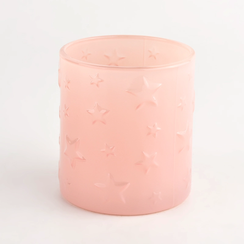 Luxury 220ml pink with star deco glass candle holder for supplier Luxury 220ml pink with star deco glass candle holder for supplier