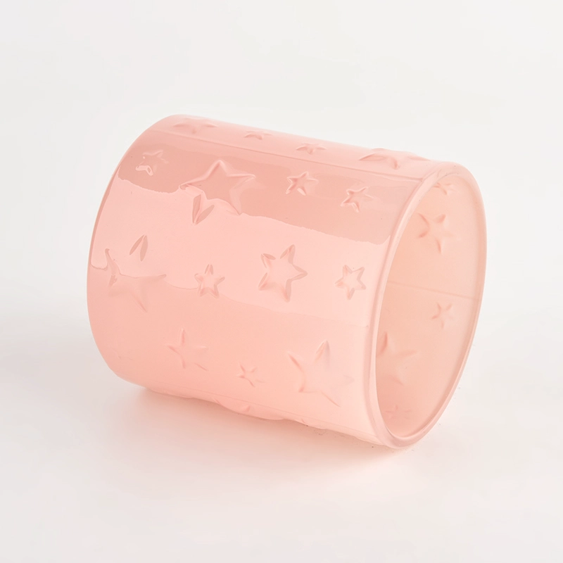 Luxury 220ml pink with star deco glass candle holder for supplier