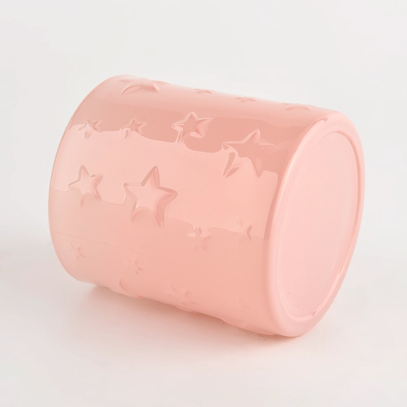 Luxury 220ml pink with star deco glass candle holder for supplier Luxury 220ml pink with star deco glass candle holder for supplier