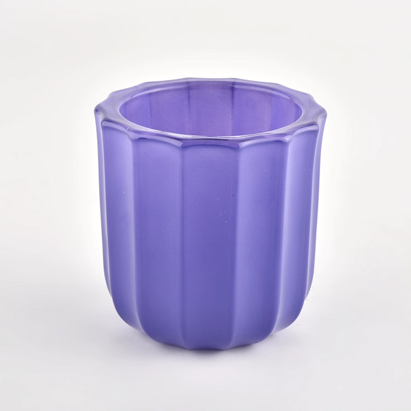 10oz thick wall glass candle jar with strip patterns 