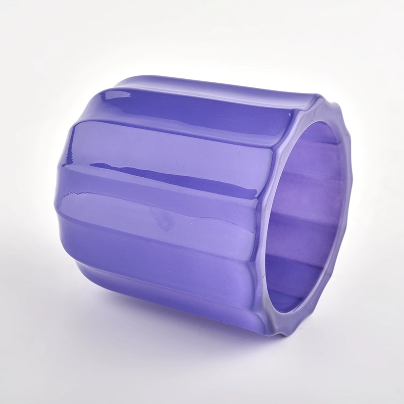 10oz thick wall glass candle jar with strip patterns 