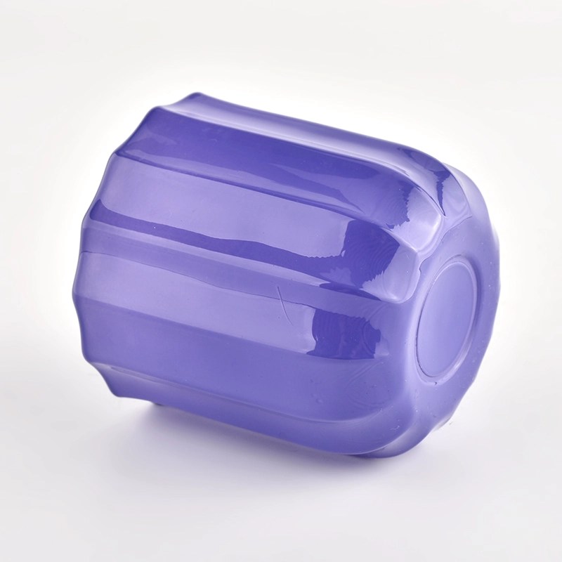 10oz thick wall glass candle jar with strip patterns 