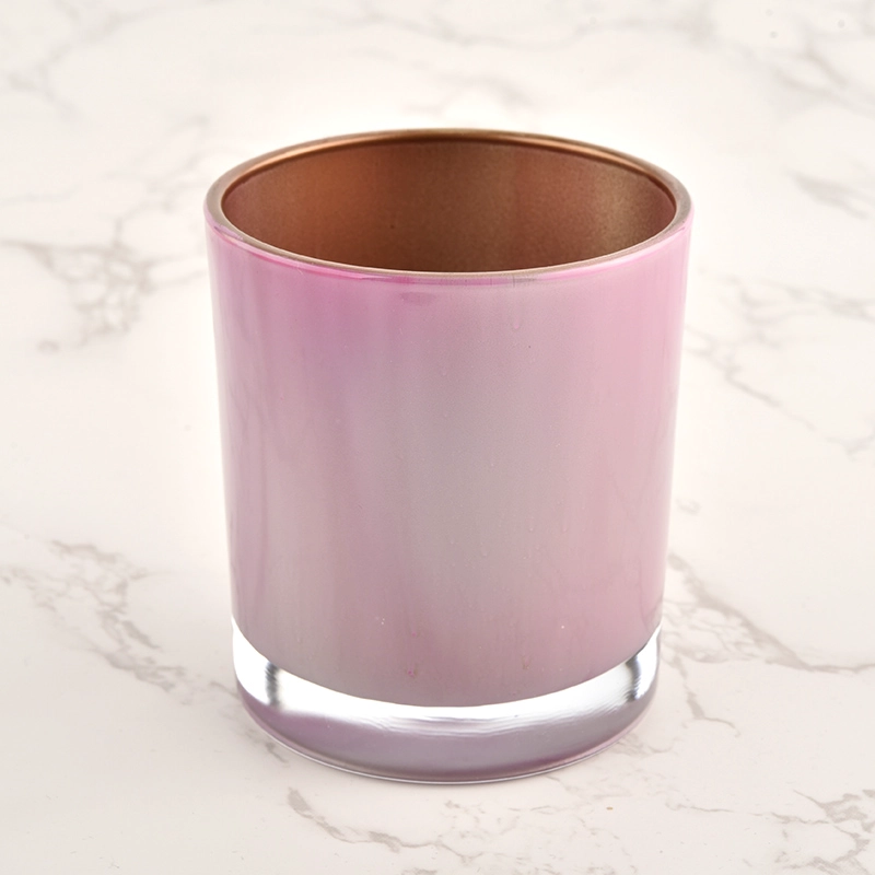 home decor metal color 8oz glass candle holder