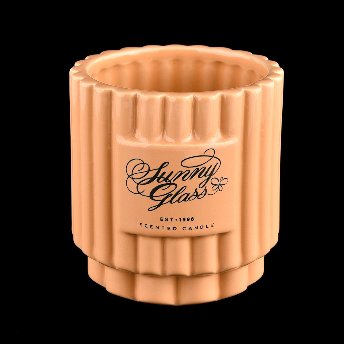 Custom ceramic candle jars with ribbed for 10oz candle filling Custom ceramic candle jars with ribbed for 10oz candle filling