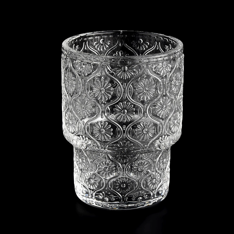 luxury clear steps embossed glass candle jar luxury clear steps embossed glass candle jar