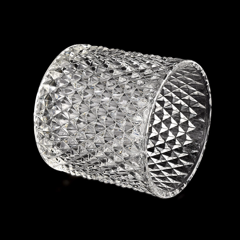 Luxury GEO Cut 16oz glass candle containers with lids wholesale Luxury GEO Cut 16oz glass candle containers with lids wholesale