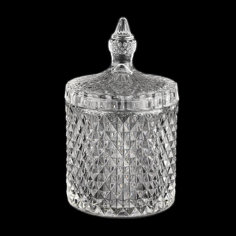 Luxury GEO Cut 16oz glass candle containers with lids wholesale Luxury GEO Cut 16oz glass candle containers with lids wholesale