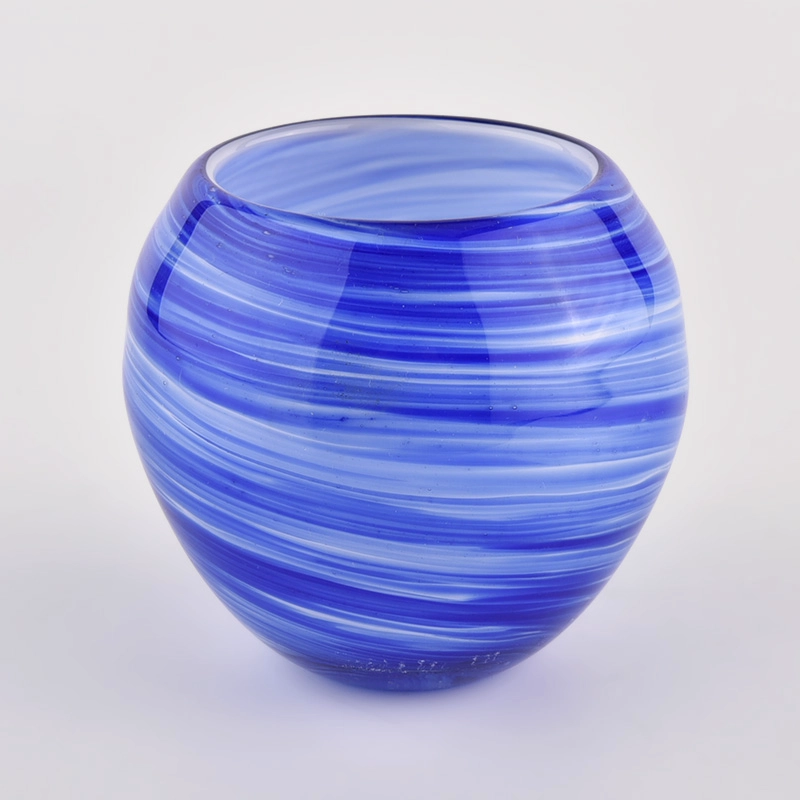 Sunny glassware luxury blue and white 10oz glass candle holder for supplier Sunny glassware luxury blue and white 10oz glass candle holder for supplier