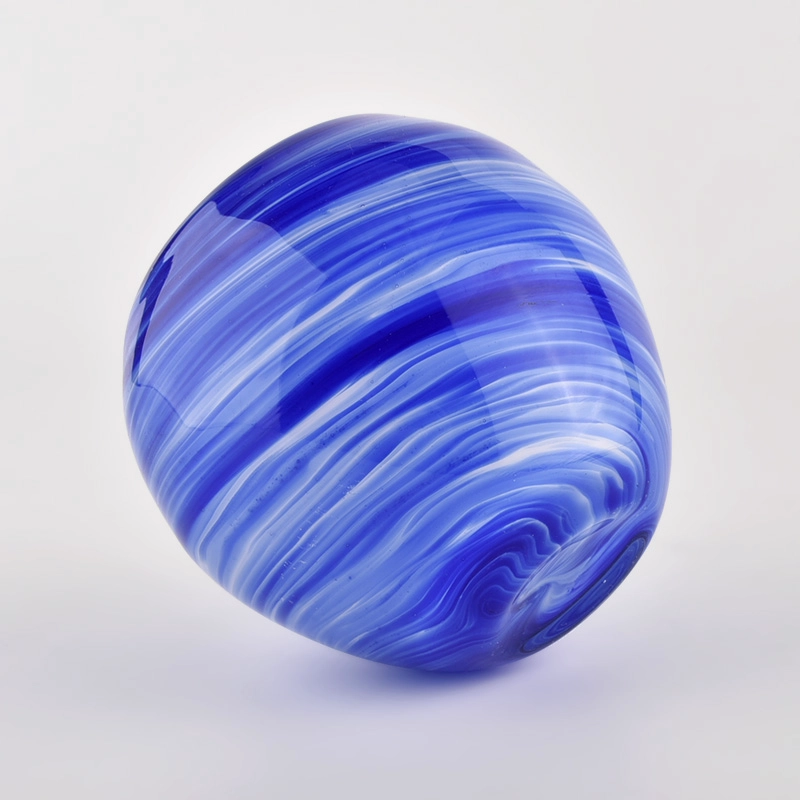 Sunny glassware luxury blue and white 10oz glass candle holder for supplier Sunny glassware luxury blue and white 10oz glass candle holder for supplier