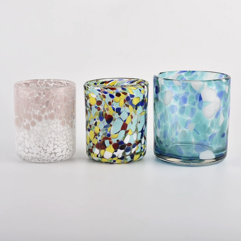 Sunny Glassware blue white fleck 500ml empty candle jars for candle making Sunny Glassware blue white fleck 500ml empty candle jars for candle making