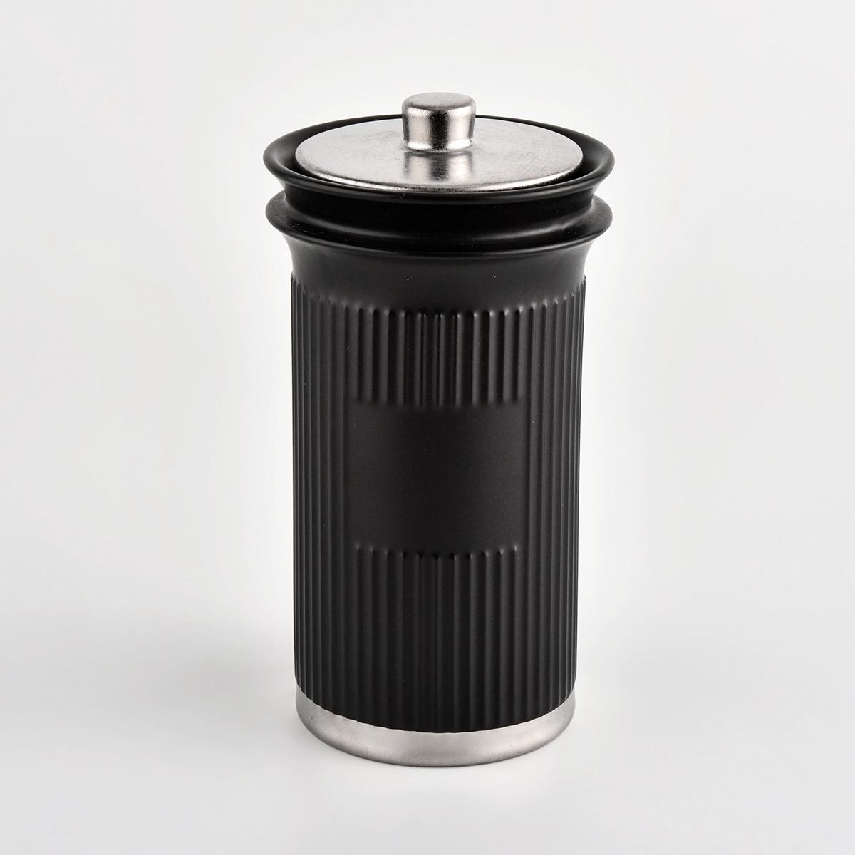 Matte Black Ceramic Candle Container with Lids Matte Black Ceramic Candle Container with Lids