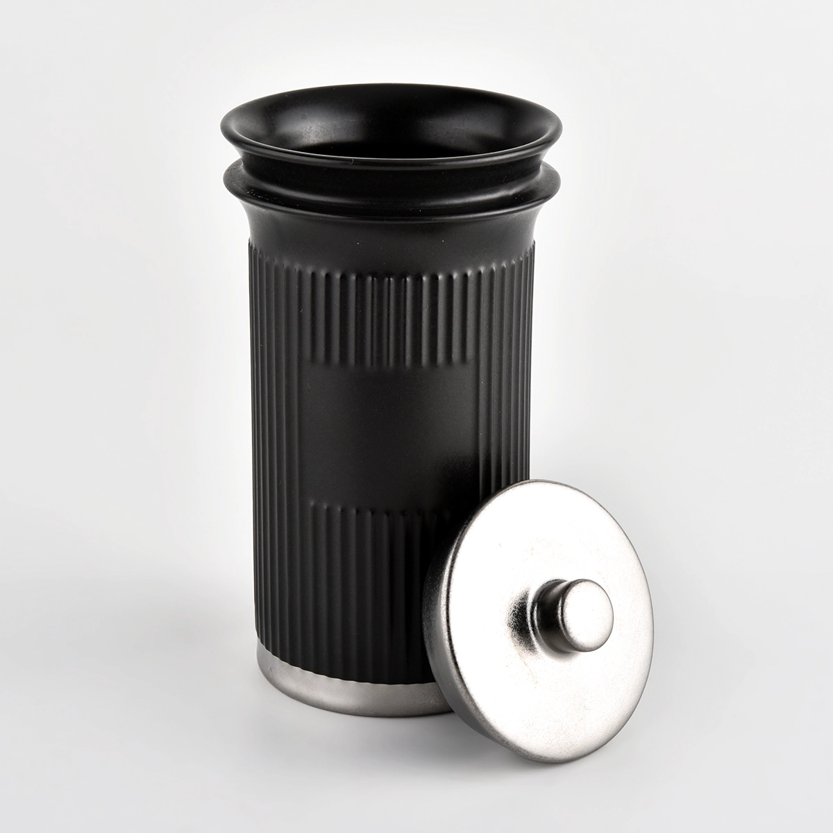 Matte Black Ceramic Candle Container with Lids Matte Black Ceramic Candle Container with Lids
