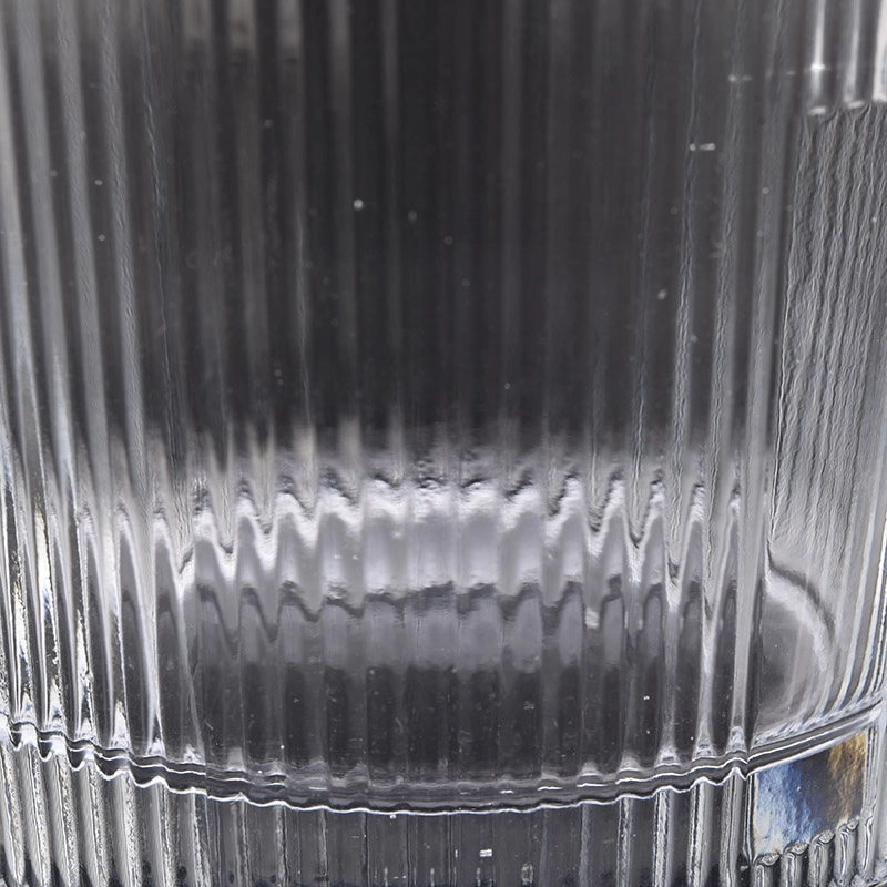 Round Vertical Stripes Candle Clear Glass Jar Wholesale