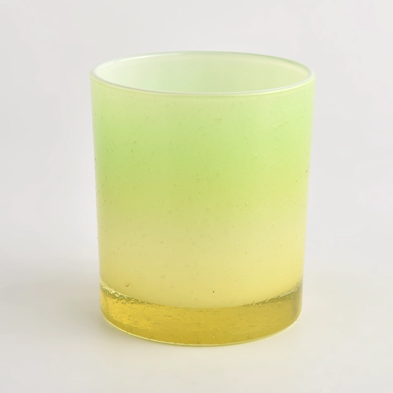Popular gradient yellow and green color on 300ml glass candle jar for home deco Popular gradient yellow and green color on 300ml glass candle jar for home deco
