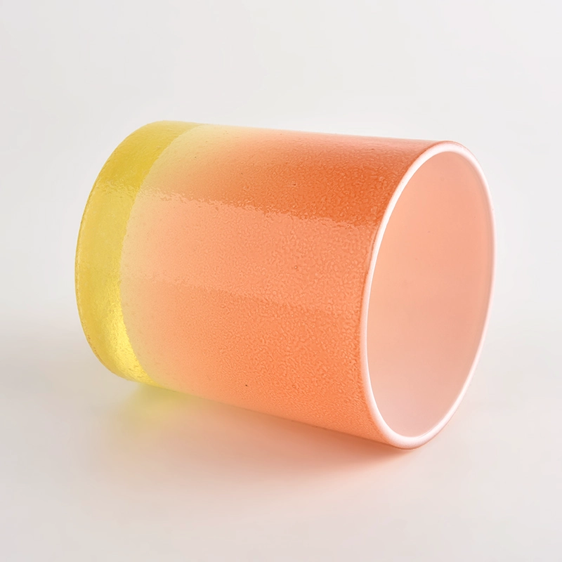 Top sale gradient orange color 300ml regular glass candle jar for wholesale Top sale gradient orange color 300ml regular glass candle jar for wholesale
