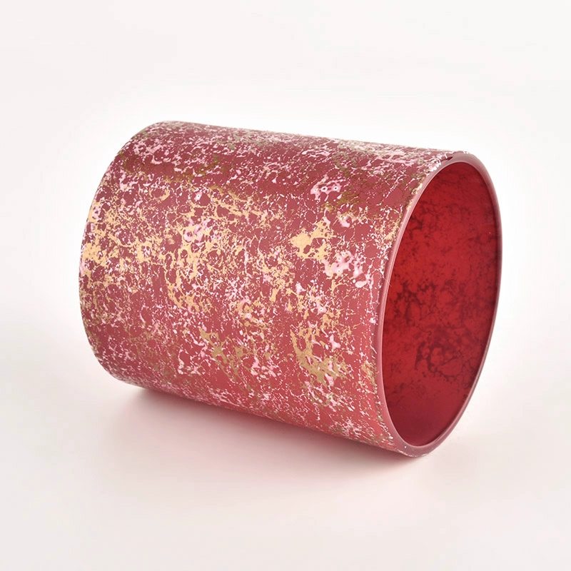 Red Empty Glass Candle Jar For Candle Making for Home Decorative
