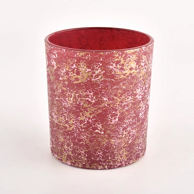 Red Empty Glass Candle Jar For Candle Making for Home Decorative